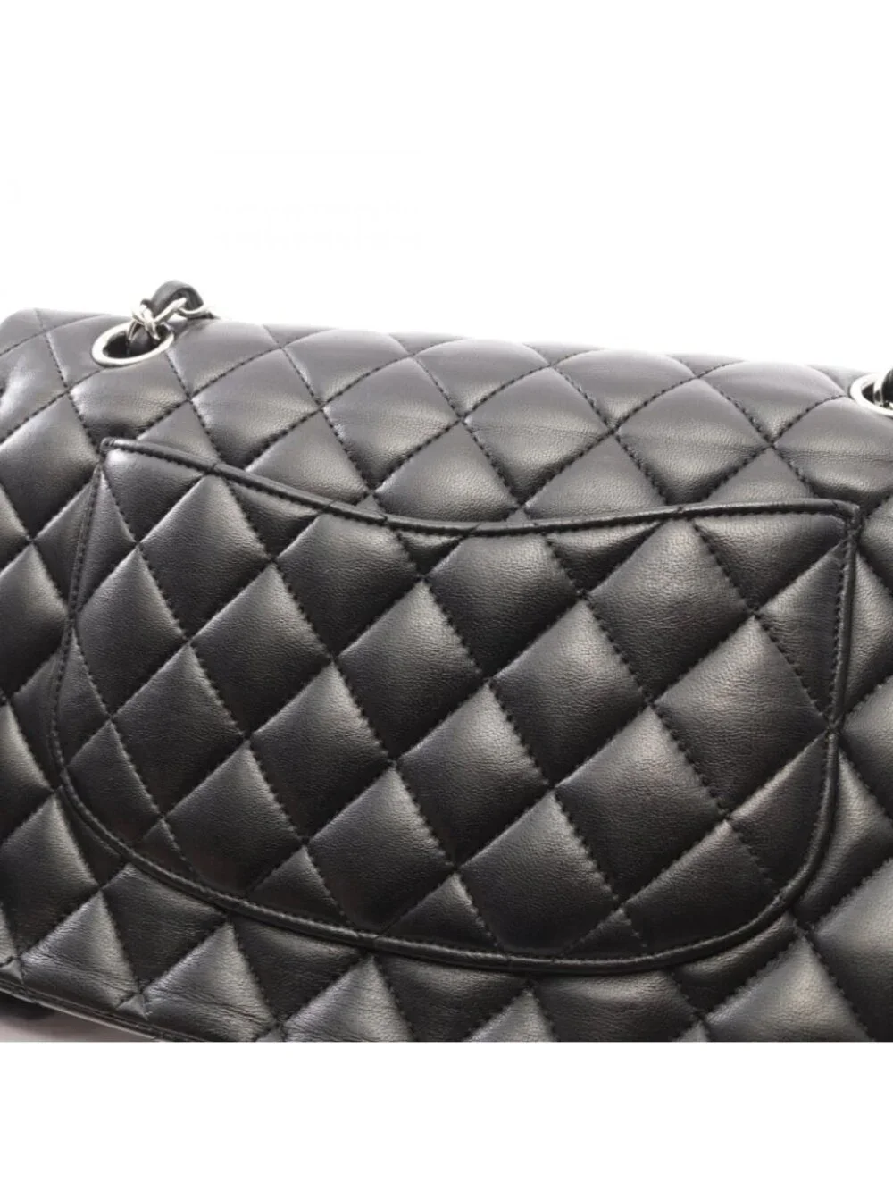 Chanel Shoulder Bag Quilted Double Flap Black Lambskin Chain